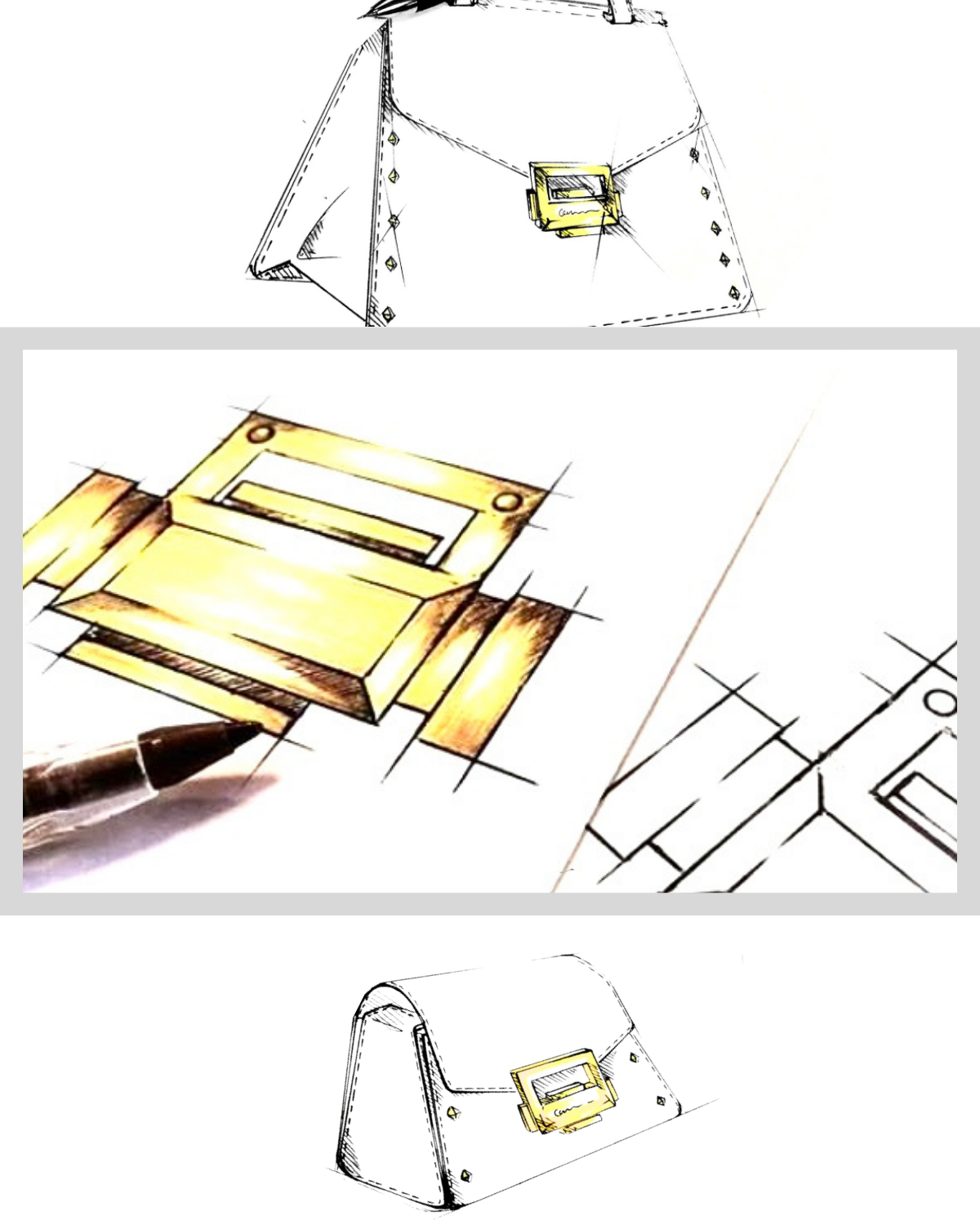 Square Gold Lock hand sketch